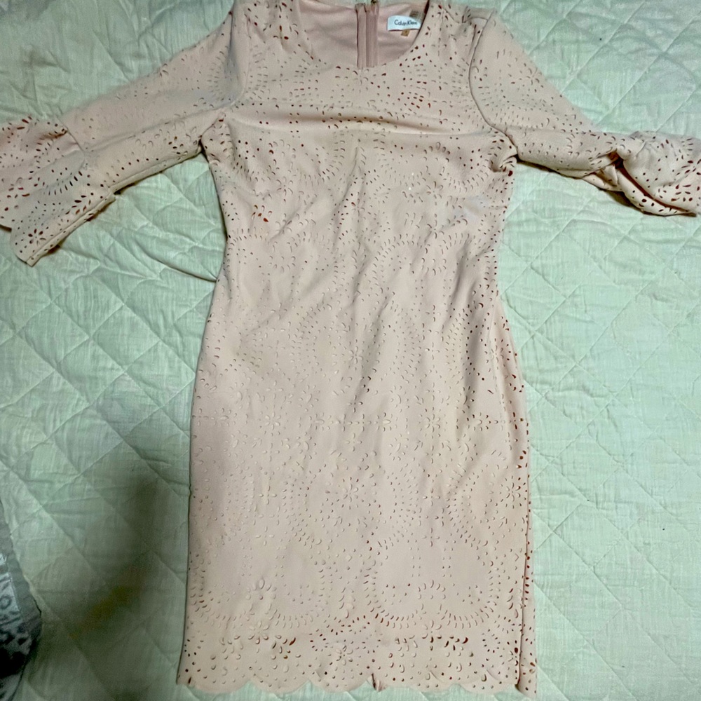 Calvin Klein Dusty Rose 3/4 Boat Beck Sheath Dress